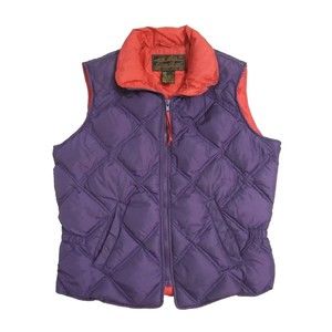 Eddie Bauer Women's Medium Premium Goose Down Vest Zip Jacket Quilted Purple Red